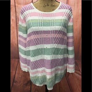 Alfred dunner size 1x stripe sparkle sweater